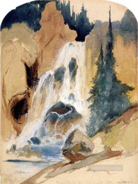 山 Painting - クリスタル フォールズの風景トーマス モラン山脈